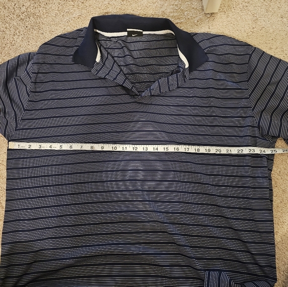 Nike Mens Dri-Fit Tour Performance Golf Polo Shirt Navy Blue White Striped XXL - Picture 6 of 6